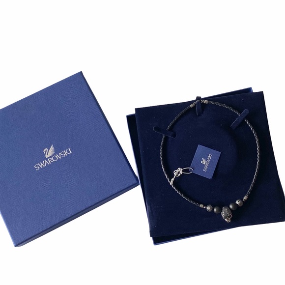 new Swarovski ㋛ Taddeo Metal Beads Crystal Skull Necklace ㋛ Jet Hematite ㋛ Black - Picture 7 of 16